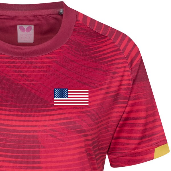 Butterfly USA Team 25 Lady Shirt - Red - Front - Flag